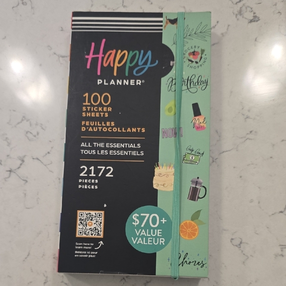 Happy Planner Other - Happy Planner Sticker Book - 2172 Pieces Mint Elastic Band & Black Cover